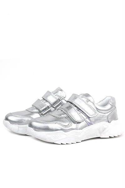 Rakerplus Genuine Leather Silver White Sole Girls' Sneakers Shoes