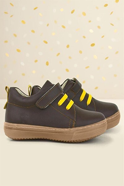 hapshoe Pantofi pentru copii din piele naturală anatomică maro moale cu velcr...