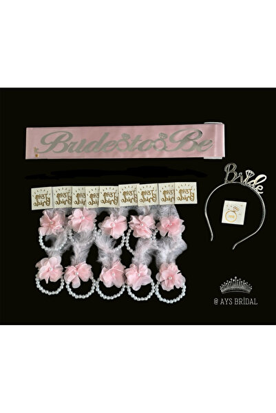 AYS Pembe Bride To Be Nedime Bileklik ve Dövme, Gelin Taç Kuşak Bekarlığa Veda