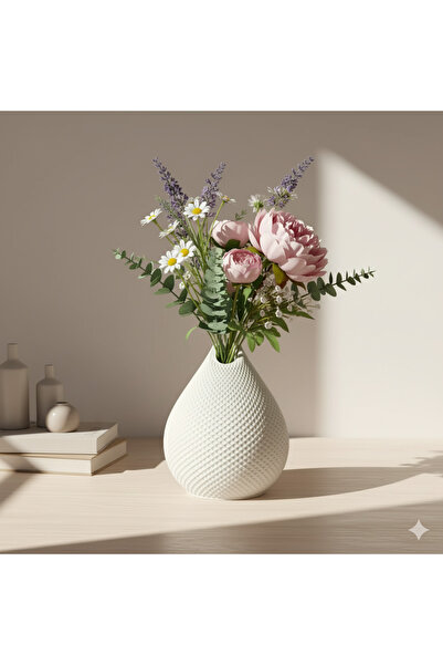 DEKOPOR Textura Elegance – Taş Tozu Dekoratif Vazo