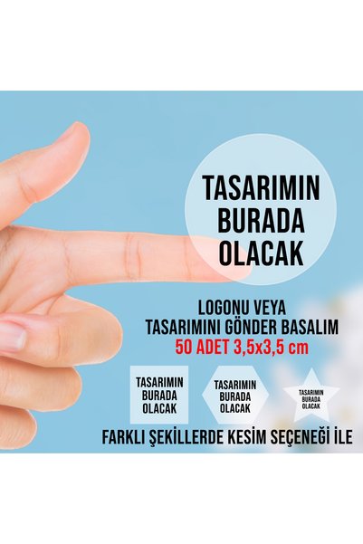 EGA Kişiye Özel Logonuz veya Özel Yazılı Özel Kesim Şeffaf Sticker (50 Adet 3...