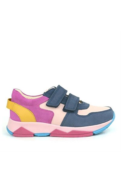 Rakerplus Genuine Leather Navy Blue Pink Kids Sneakers Sports Shoes