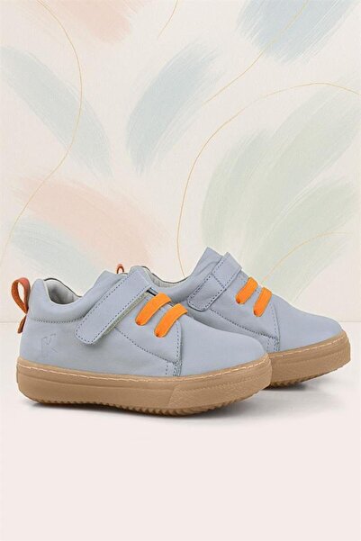 hapshoe Anatomical Genuine Leather Gray Soft Elastic Velcro Children's Shoes