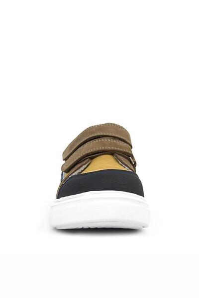 Rakerplus High Sole and Velcro Genuine Leather Children's Sneakers - Tan