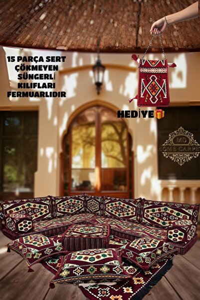 mdhomecarpet Şark Köşesi Sert Çökmeyen Süngerli Minder Takımı Oturma Grubu