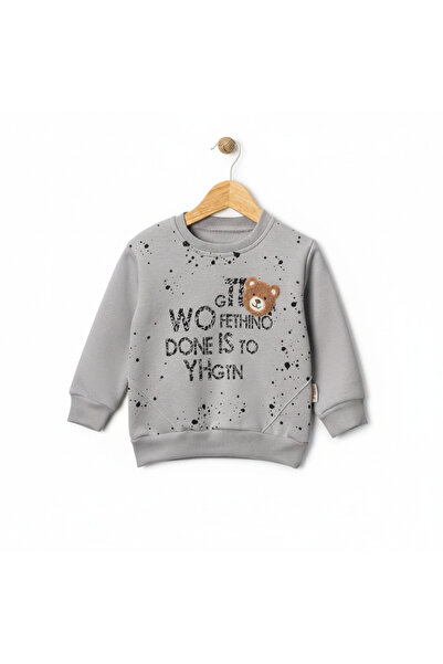 Pepelino Boy's Winter 3-Thread Thickened Teddy Bear Printed Tracksuit Set