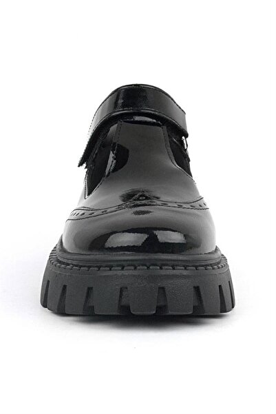 Rakerplus Siyah Rugan Cırtlı Kız Çocuk Okul Ayakkabı