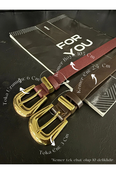 Fiori 2'li Köprü Toka Uç Takım Kadın Pantolon Kemeri, Ceket Kemeri, Elbise Ke...