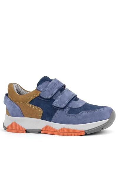 Rakerplus Pantofi sport pentru copii, piele naturală, albastru, piele de căprioară, maro, cu velcro