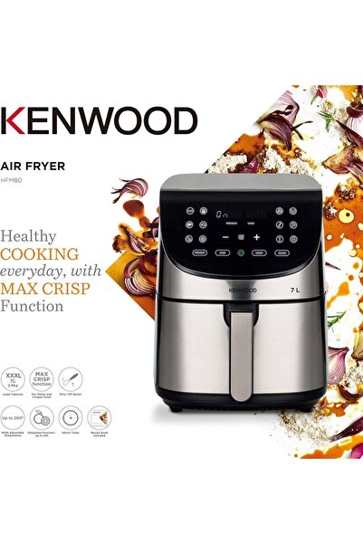 Kenwood Digital Air Fryer XXXL 7L 2.8KG 1800W with Max Crisp Function, Silver/Black