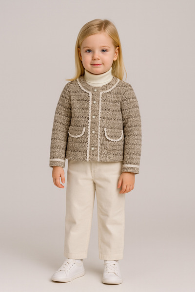 Genel Markalar Kız Çocuk Özgün Ceket Kahverengi