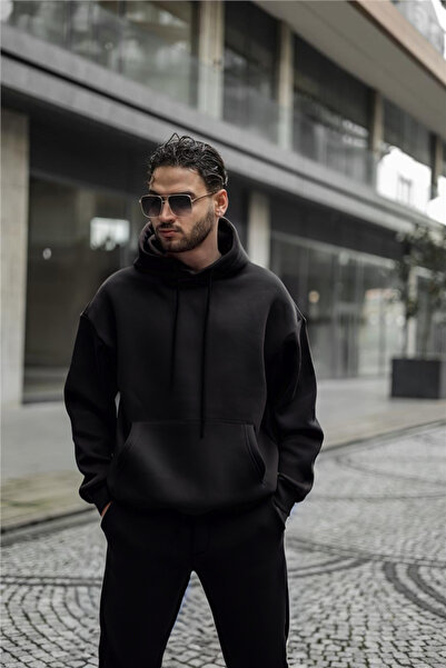 BayBayan Kadın Baskısız Düz Basic Salaş Hoodie Sweatshirt