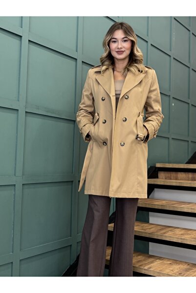 AYHAN Kadın Düğme Kapama Trençkot
