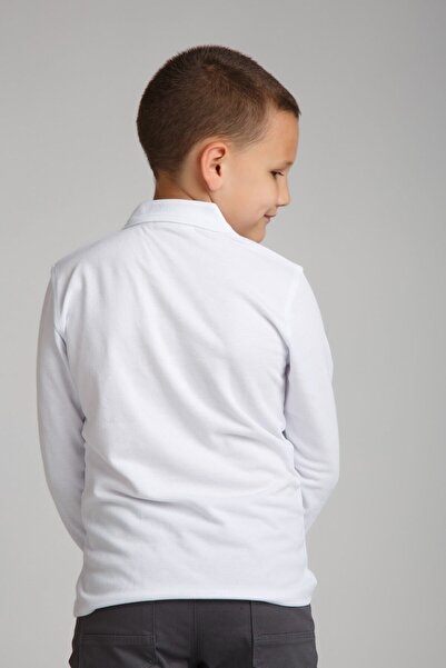 Haba Λευκό σχολικό μακρυμάνικο μπλουζάκι με γιακά πόλο