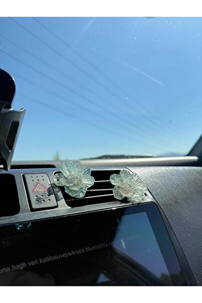 Çiçek Antalya Handmade Glittering Flower Air Conditioner Grille and Glove Box Ornament – Set of 2 Car Interior Decorative Accessories