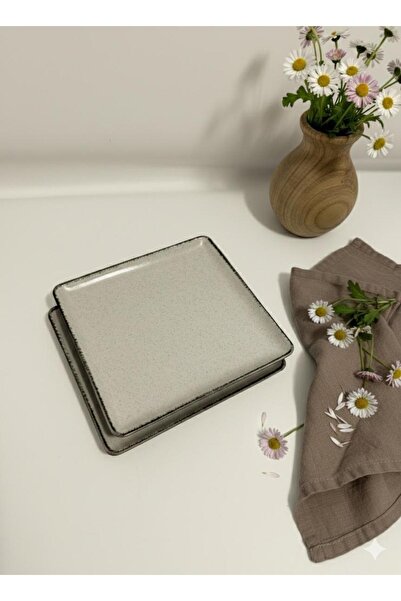 Kütahya Porselen Tan 2 Pieces 25X25 cm Flat Plate Cinnamon (with Emblem)