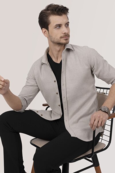 Etikmen Πουκάμισο Milk Coffee Slimfit Lumberjack - Απλό κόψιμο, Κουτί δώρου