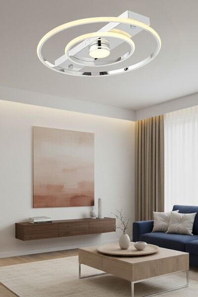 ESSLİGHT Alfa 45 cm Plafonyer LED Avize 3 Renk Işık Modlu (Beyaz / Sarı / Gün Işığı)