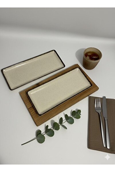 Kütahya Porselen Tan 2 Piece 35 X 15 cm Chicken World Presentation Plate (with Emblem)