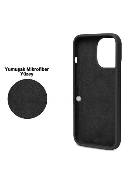 HyperAge iPhone 14 Pro Kılıf İçi Kadife Kamera Yükseltili Lansman Silikon Kapak Siyah