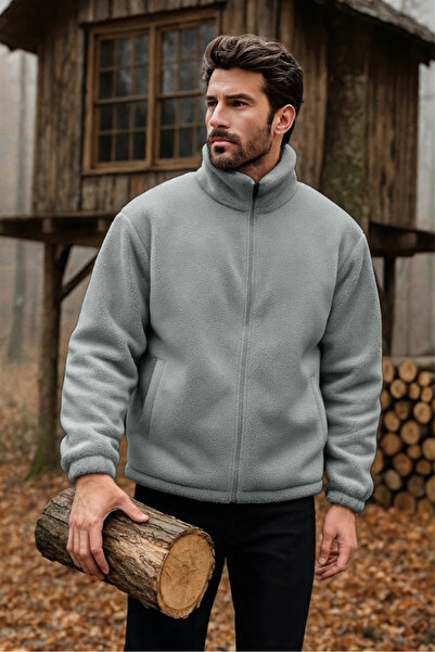 GHASSY CO. Men's Pro Thermal Inner Outer Sherpa Autumn Winter Full Zip Plush Sweatshirt