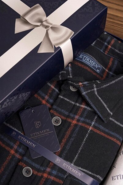 Etikmen Πουκάμισο σε κουτί δώρου με μαύρο ριγέ ριγέ χοντρό ξυλοκόπο