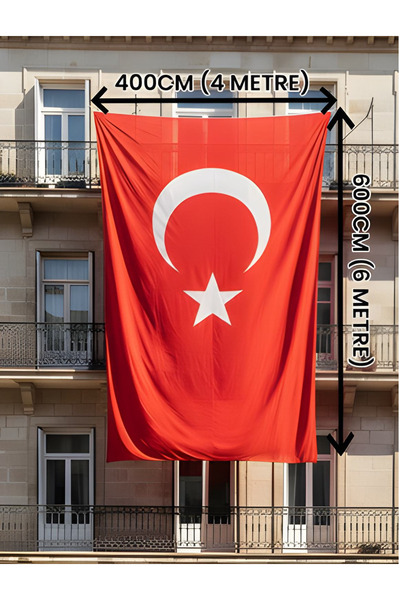 AKYILDIZ store Türk Bayrağı 400x600 cm (4m x 6m) - Raşel Kumaş Dış Mekan Dire...
