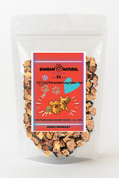 Bambam Natural %100 Doğal Kurutulmuş Dana Akciğer Küpleri 1 Cm 100 Gr - Köpek Çiğneme Ve Ödül Maması