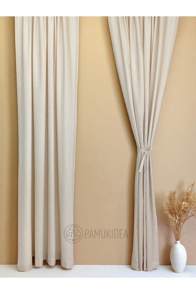 pamukidea Perdeaua simpla din in 100% bumbac natural Buldan - cu o singura aripa - (Latime X Lungime)