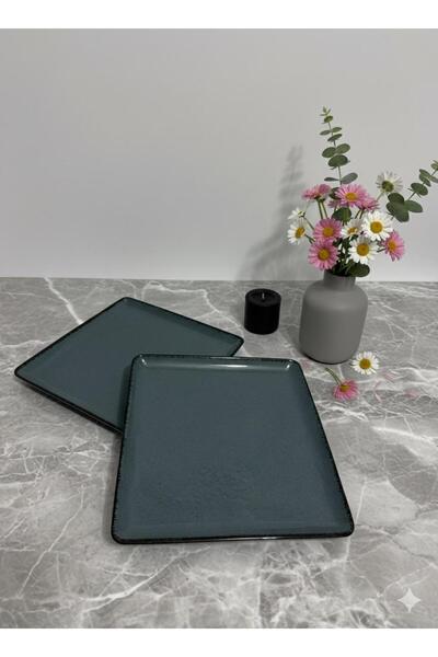 Kütahya Porselen Tan 2 Pieces 25X25 cm Flat Plate Blue