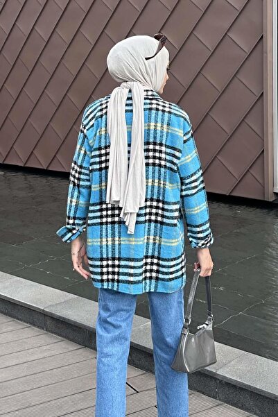 lamelif Cămașă pentru păduretă cu model în carouri, cu buzunare duble, albastru