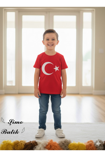 Songür Bebe Turkish Flag Printed T-Shirt Red Cotton