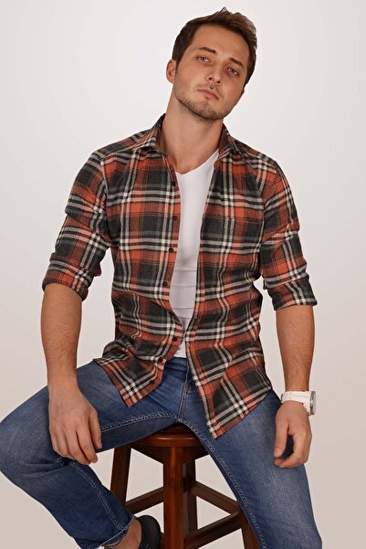 Etikmen Tile Striped Slimfit Lumberjack Gift Boxed Men's Shirt