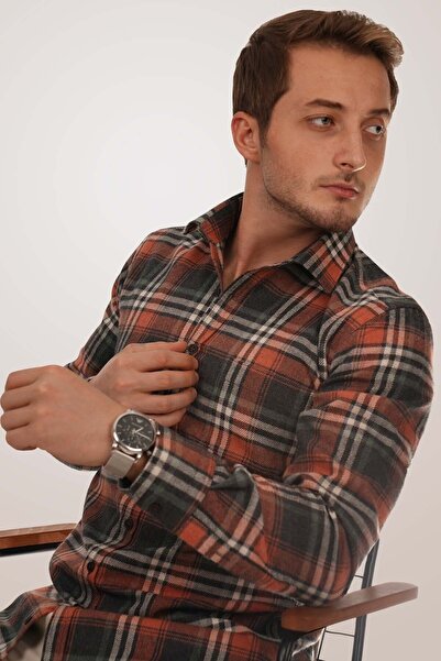 Etikmen Tile Striped Slimfit Lumberjack Gift Boxed Men's Shirt