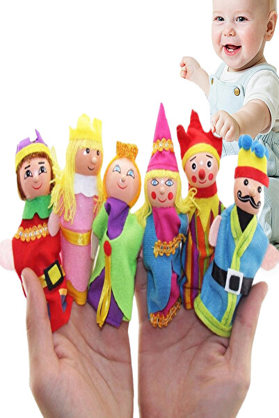 Bundera Set of 6 Wooden Family Finger Puppet Doll Children's Game Fairy Tale Story Visual Storytelling Intelligence Development Toy