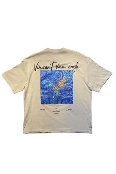ZUSA store Erkek Vincent Van Gogh Baskılı Taş Rengi T-shirt