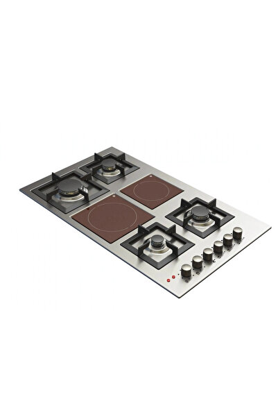Kitchen Line كتشن لاين غاز كهربائي 90 سم 4 شعلات غاز و 2 كهرباء - إيطالي - فضي - J5022