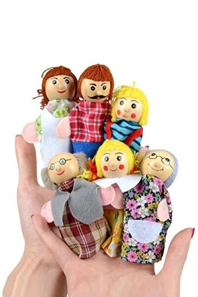 Hyd Wooden Puppet Family Set 6-Piece Finger Puppet Set Children's Game Visual Expression Intelligence Development Props Toy