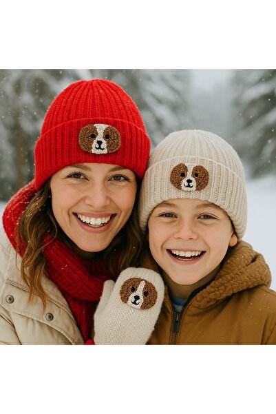 byebruketenci red wool beret dog punch beret animal print