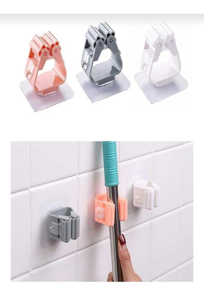 tafce 4 Practical Brushes - Mob, Vacuum and Mop Holder Set Colorful Hanger for Kitchen and Bathroom