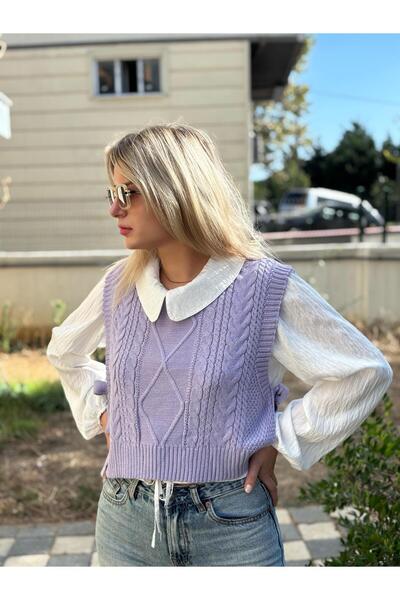 Store Lilac Side Tie Knit Sweater
