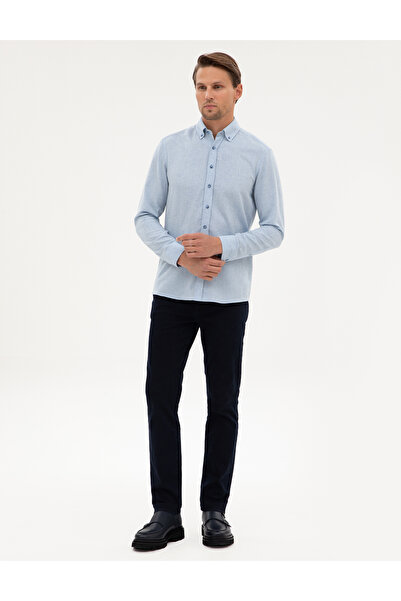 Pierre Cardin Açık Mavi Flanel Dokulu Slim Fit Uzun Kollu Gömlek 50316751-VR003