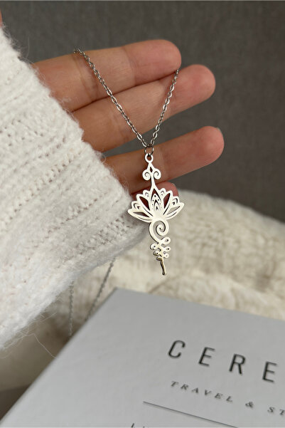 WhimsyWhite قلادة لوتس حلزونية من الفولاذ العتيق