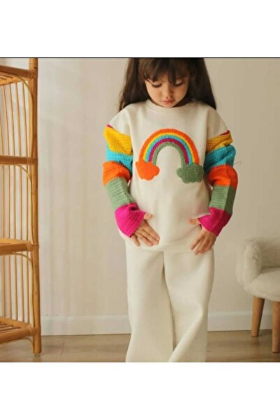 JELİBOOM Kız Çocuk Örme Pamuklu Kumaş 3 İplik Şardonlu Alt-Üst Takım