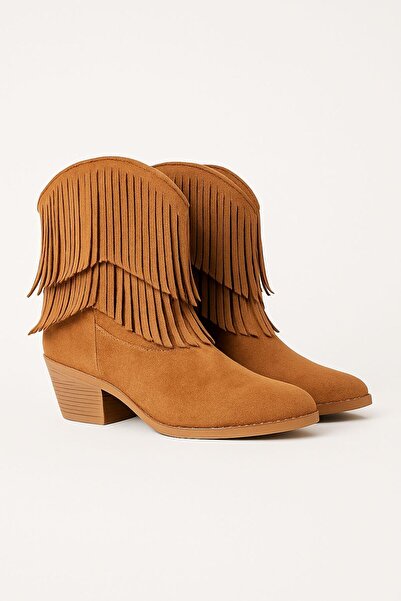 AYS SHOES Γυναικείες μπότες καουμπόη με φούντες από καστόρι