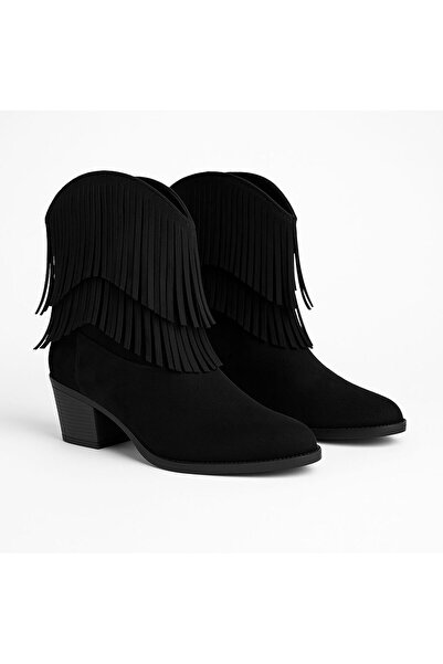 AYS SHOES Γυναικείες μπότες καουμπόη με φούντες από καστόρι