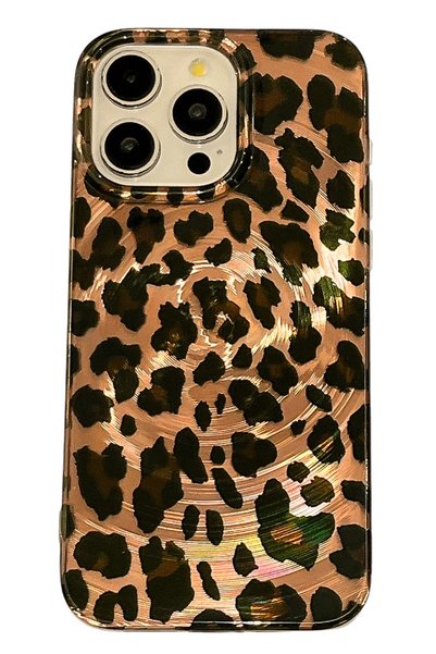 EWEC iPhone 17 Pro Compatible Leopard Pattern Gradient Hologram Imd Premium Phone Case