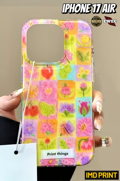 EWEC iPhone 17 Air Uyumlu Izgara Çiçek Desenli Bahar Temalı Print Things Imd ...