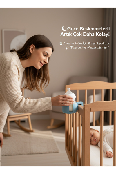 Handmade 3D Baskılı Bebek Biberon Tutucu – Beşik Kenarı Askılı Aparat