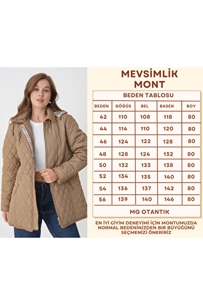 Butik Plus Size Cotton Plaid Quilted Coat - Hooded Seasonal Coat (Mg001)